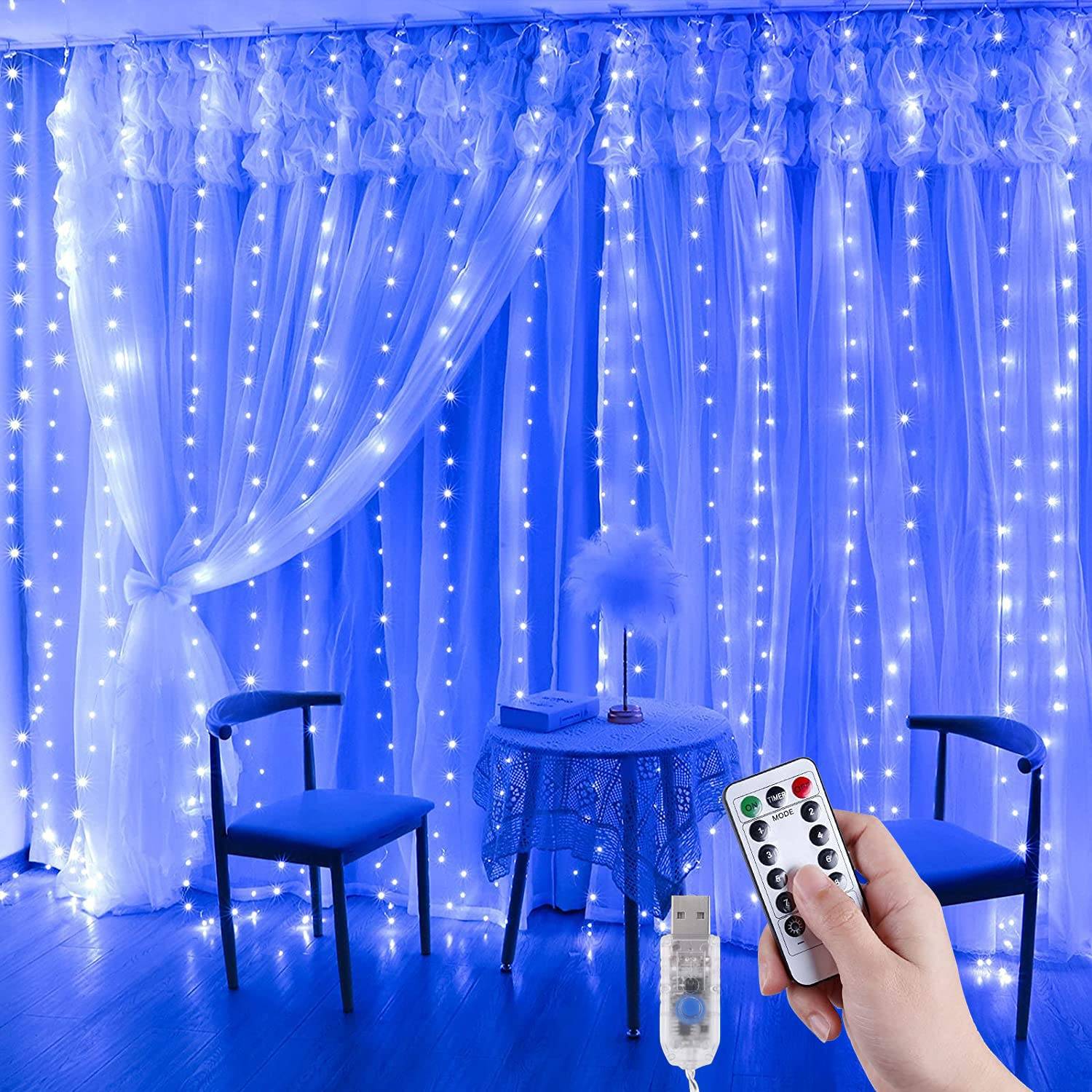 YeahBoom Rideau Lumineux Noël,Led Intérieur Girlande,Girlande de Rideaux,Rideau Lumineux Noel Intérieur,Guirlande Lumineuse de Fenêtre USB pour Décoration Intérieure ou Extérieure Maison Fête