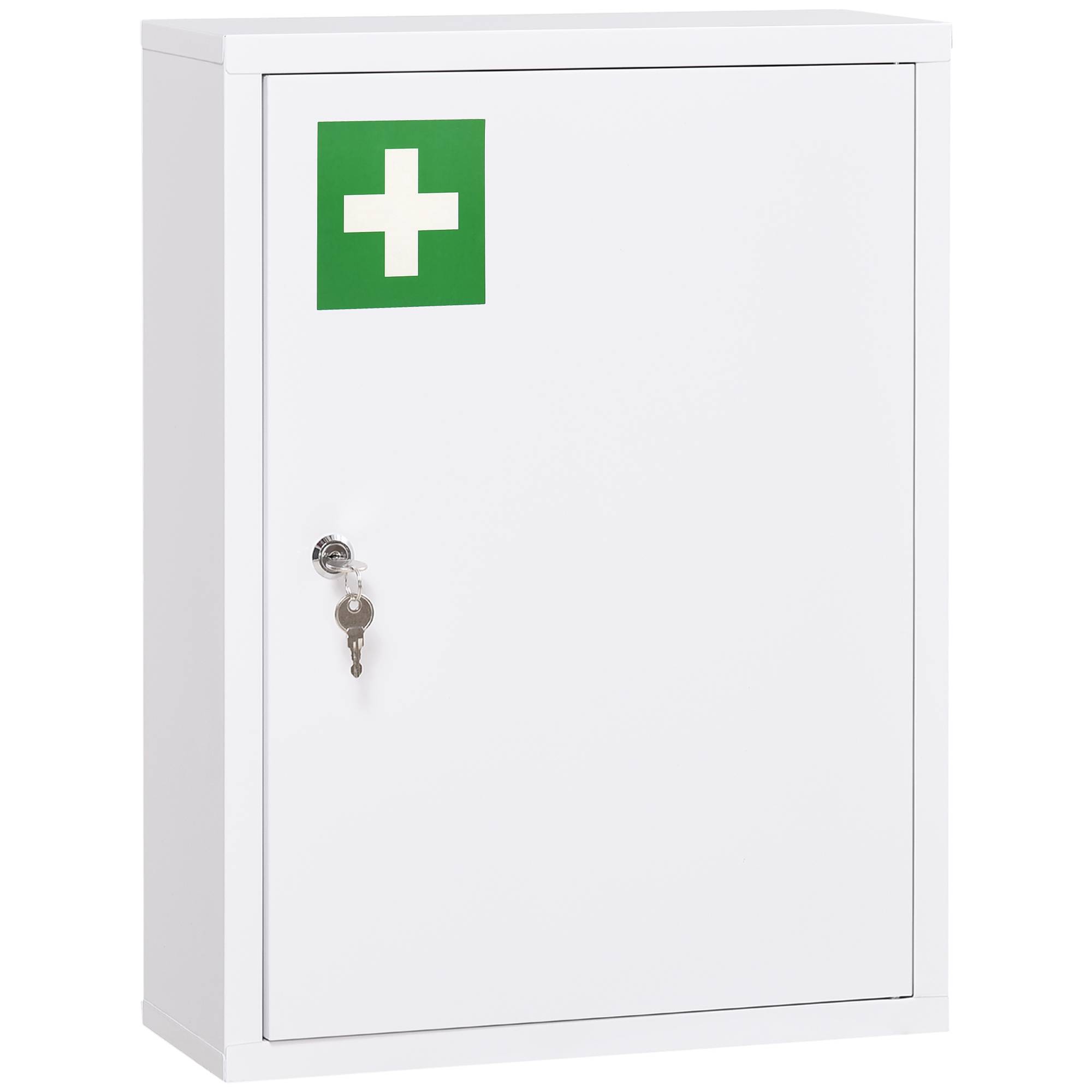 Sans Marque - Armoire pharmacie 3 compartiments porte verrouillable structure robuste acier blanche 40x15x53,5 cm - Image 1