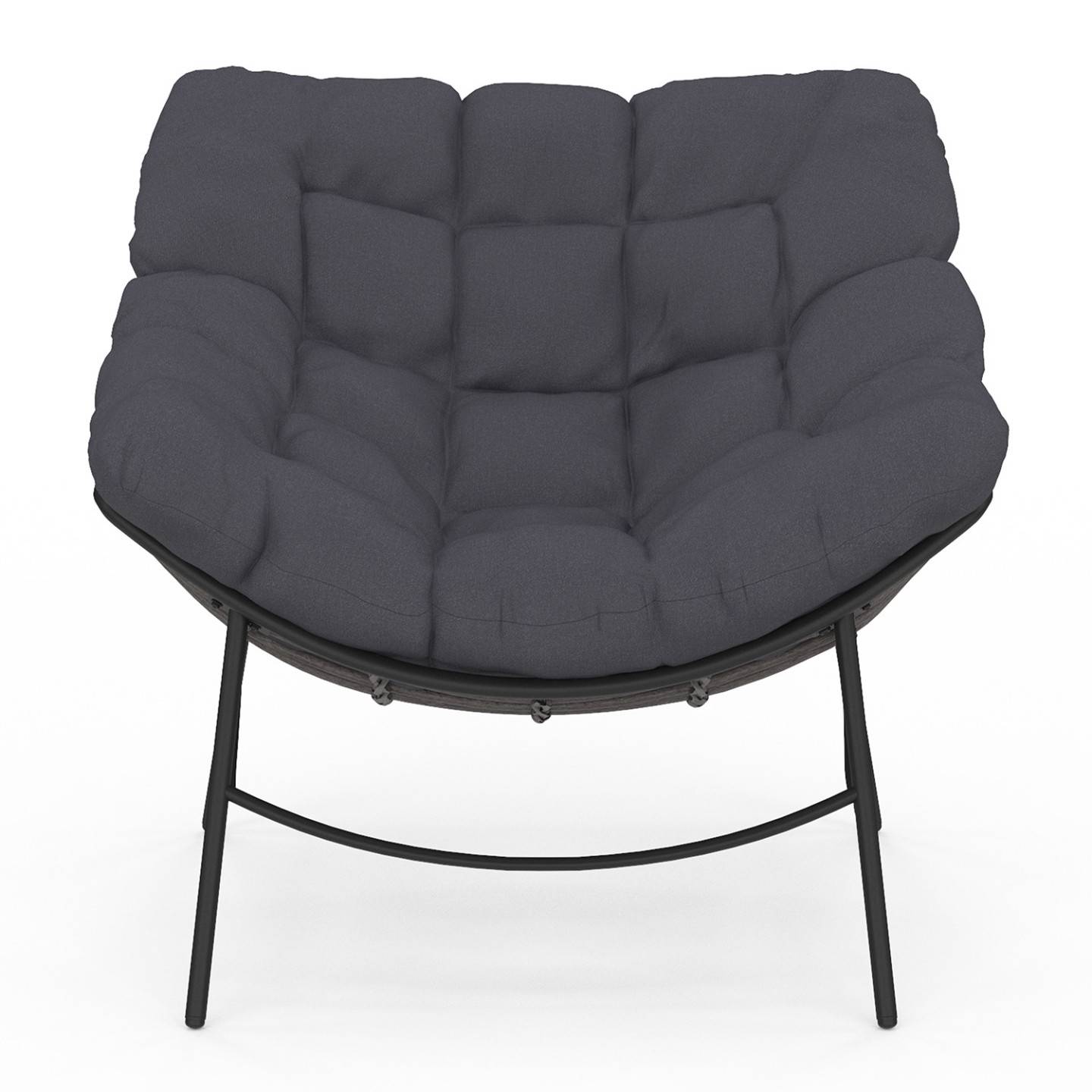 Fauteuil de jardin relax LOA effet rotin gris et coussin gris - Image 3