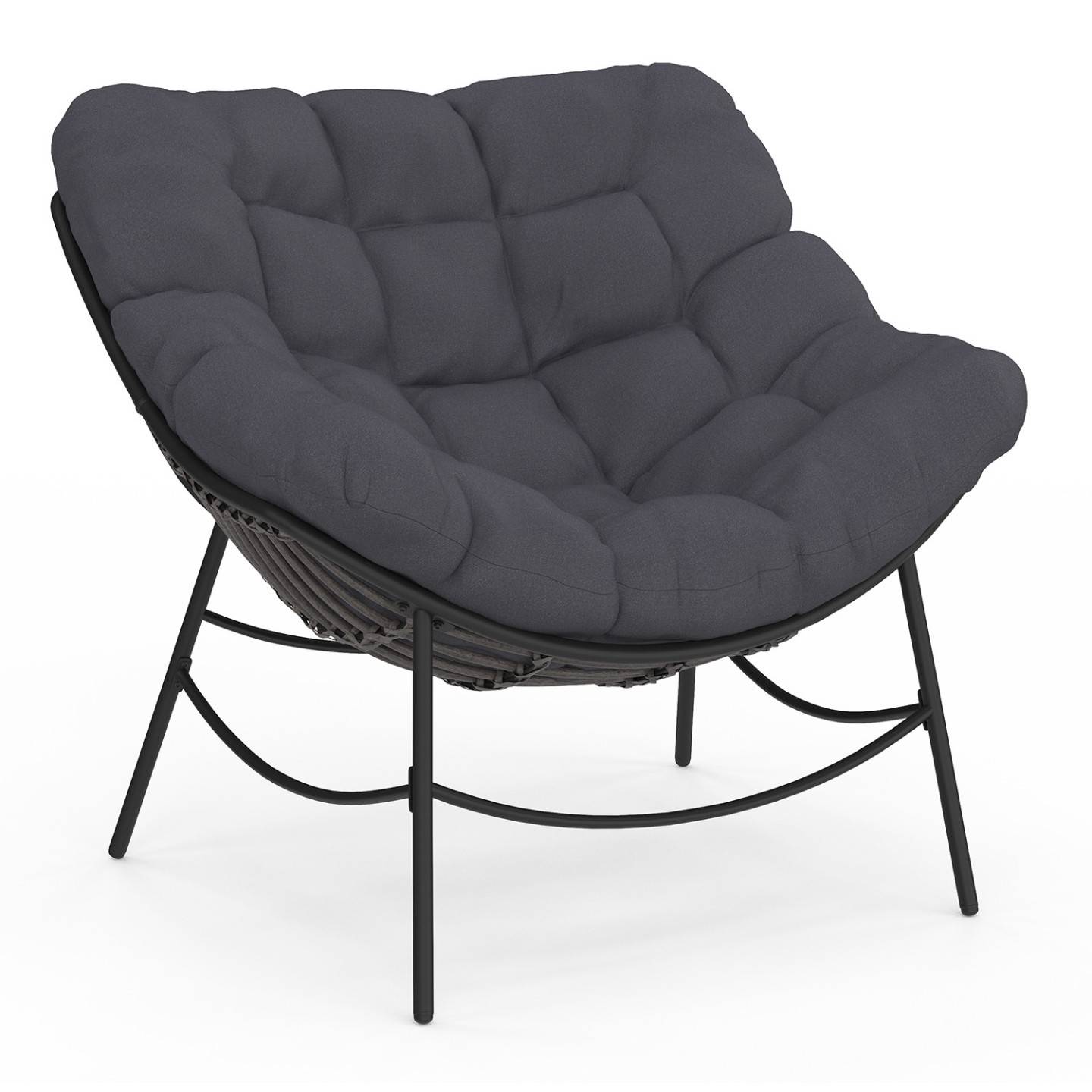 Fauteuil de jardin relax LOA effet rotin gris et coussin gris - Image 8