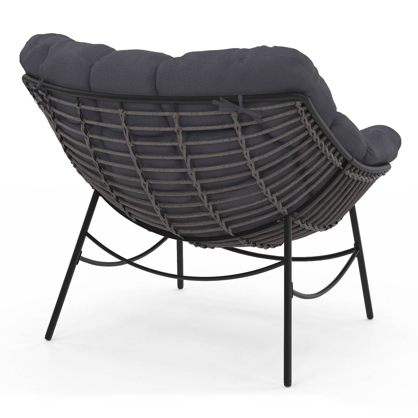Fauteuil de jardin relax LOA effet rotin gris et coussin gris - Image 4