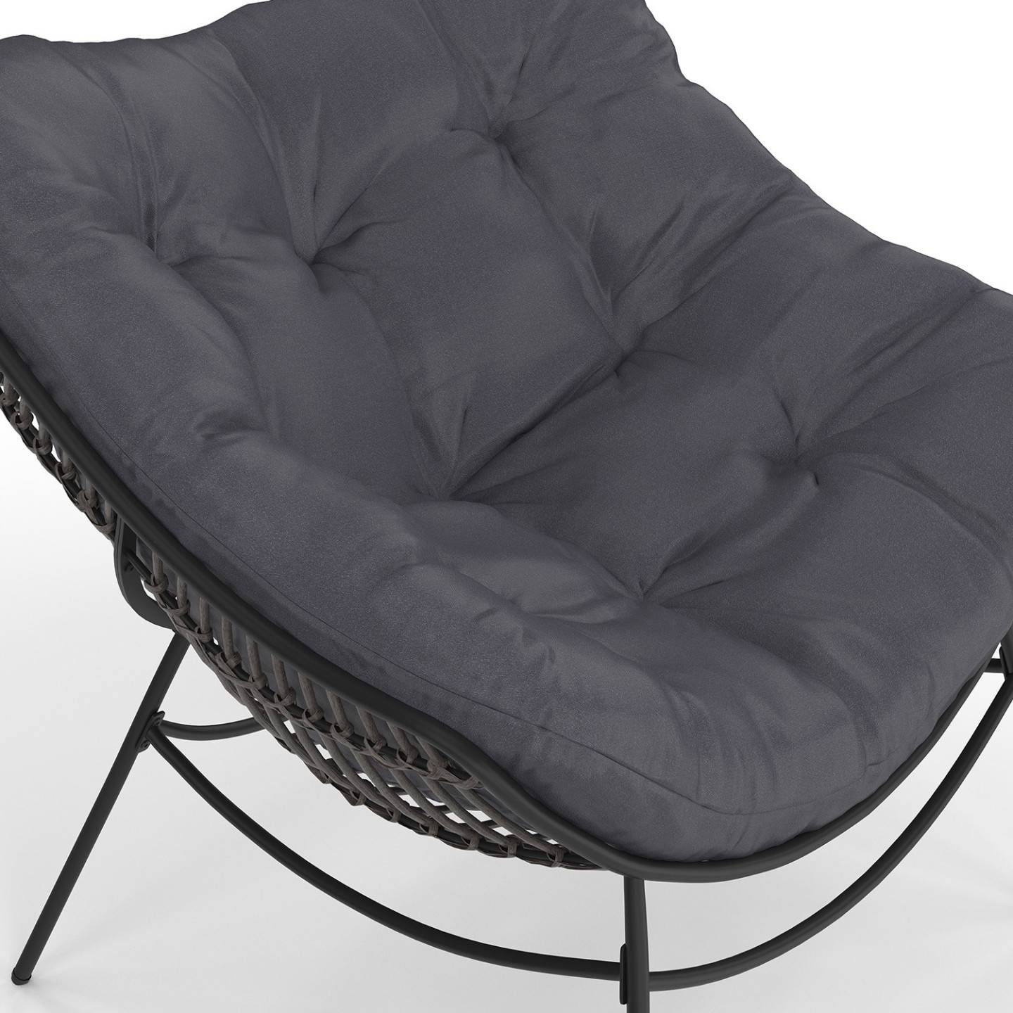 Fauteuil de jardin relax LOA effet rotin gris et coussin gris - Image 6