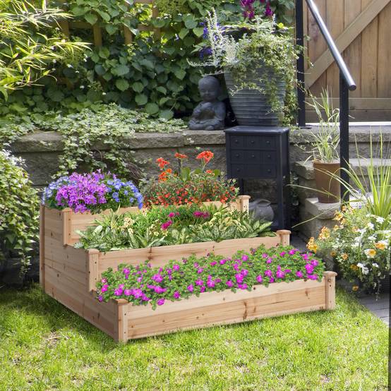 Carré potager bois de sapin naturel 120 x 120 x 56 cm - PANGIVO - Image 4