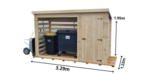 Habrita - Abri bûcher mono pente Madriers bois massif sans plancher / 20 mm / dimensions extérieures : L 329 x l 122 x H 195 cm - Image 4