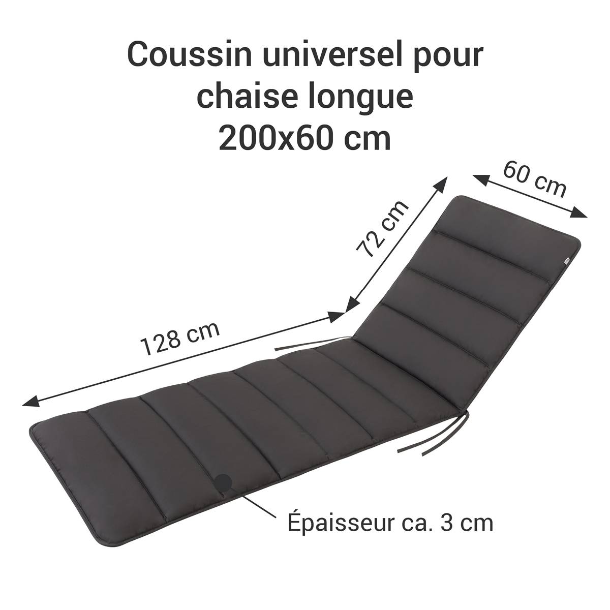 Coussin de Transat FlAIR - gris - 200x60cm - Image 6