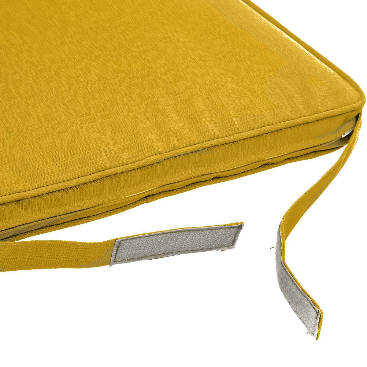 Hesperide - Galette de chaise à scratch "Korai" jaune moutarde 40x40x4cm en polyester Hespéride - Image 4