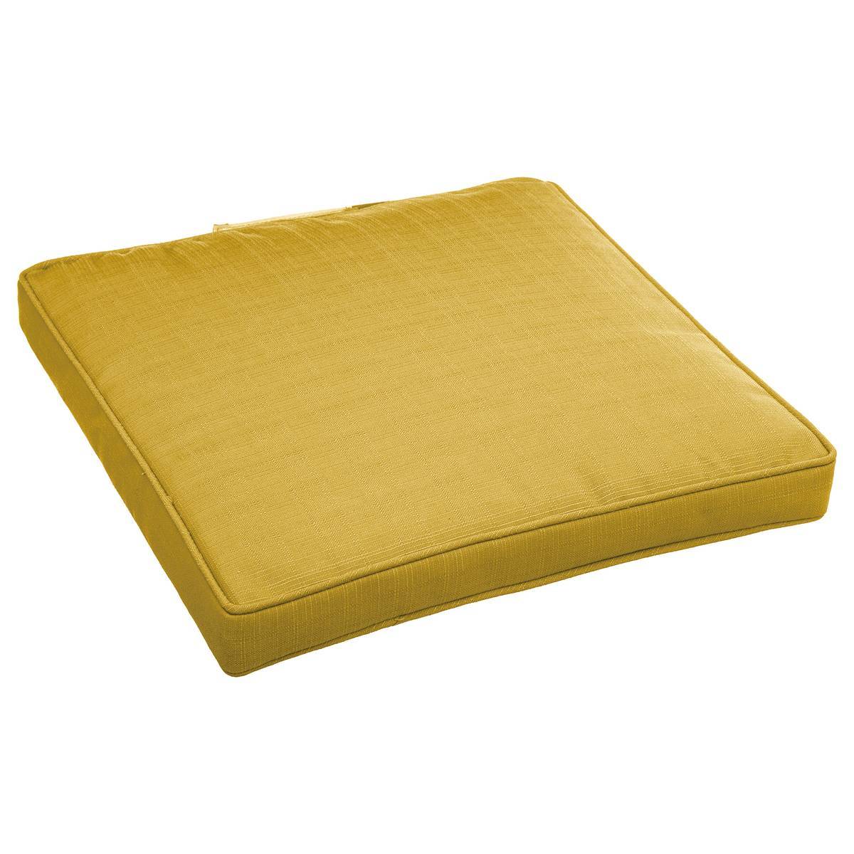 Hesperide - Galette de chaise à scratch "Korai" jaune moutarde 40x40x4cm en polyester Hespéride