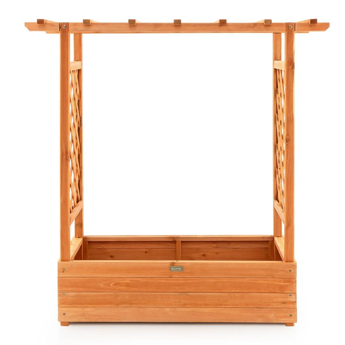 Helloshop26 - Jardinière avec treillis latéraux et toit suspendu bois sapin pré-huilé 110 x 44 x 113,5 cm bac à fleurs avec trou de drainage - Image 1