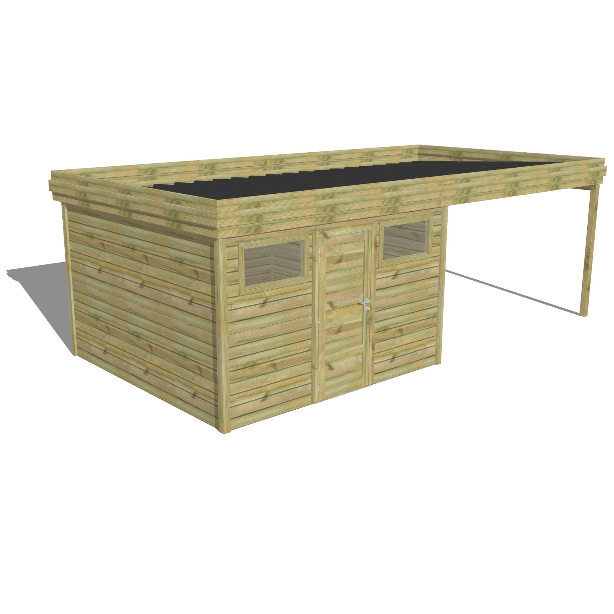 ABRI DE JARDIN bois  autoclave 27mm - 6,94x3,44m / 24m2 - Bac acier - Abri Français - Image 1