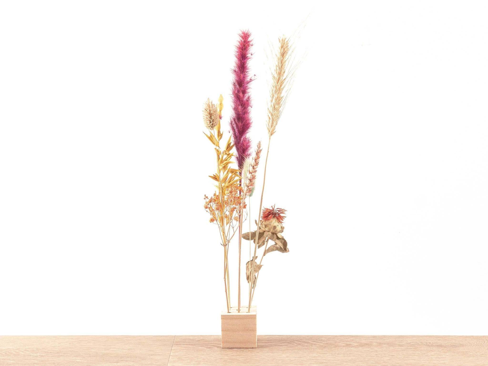 La Green Touch - Bouquet de fleurs séchées avec présentoir en bois - Image 1