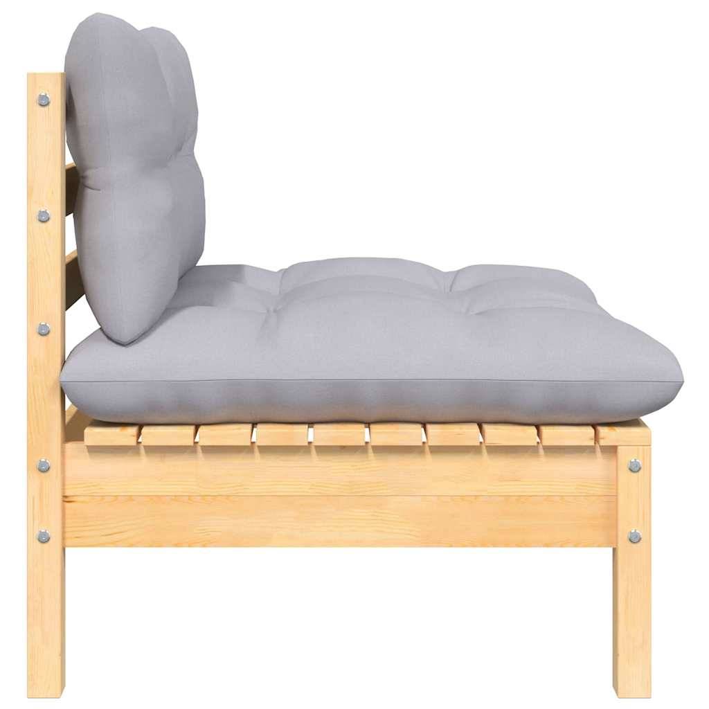 Prolenta Premium - Salon complet 3 places bois de pin et tissu (100 % polyester) gris 63,5 x 63,5 x 62,5 cm - Prolent - Image 5
