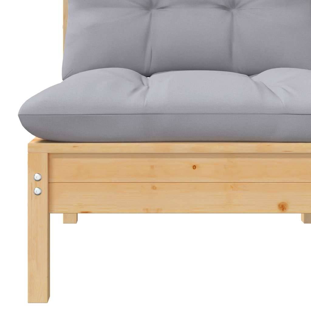 Prolenta Premium - Salon complet 3 places bois de pin et tissu (100 % polyester) gris 63,5 x 63,5 x 62,5 cm - Prolent - Image 6
