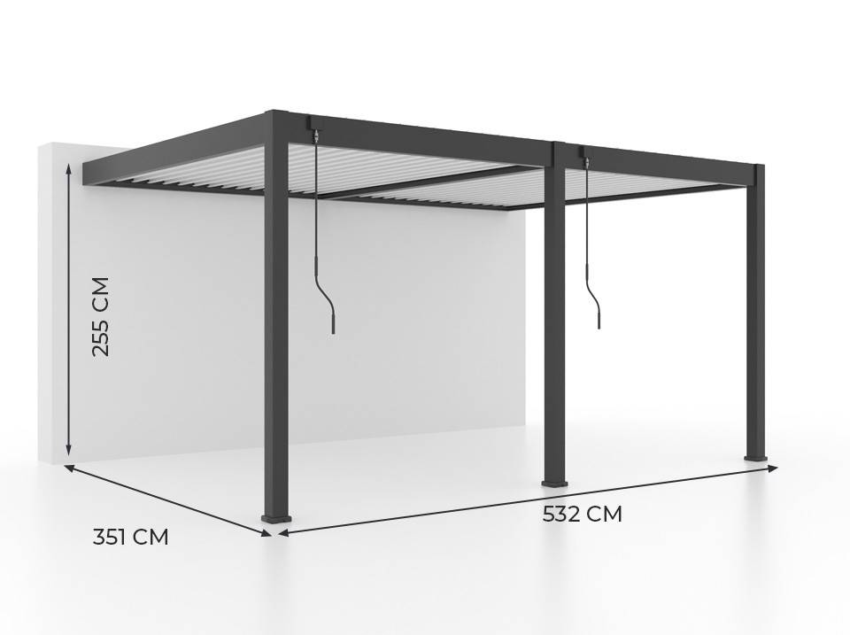 Pergola Bioclimatique Aluminium Adossée 19m² - 3,6x5,3 - Store Latéral - Anthracite - 34 lames Inclinables 120 degrés - HALO - Image 3
