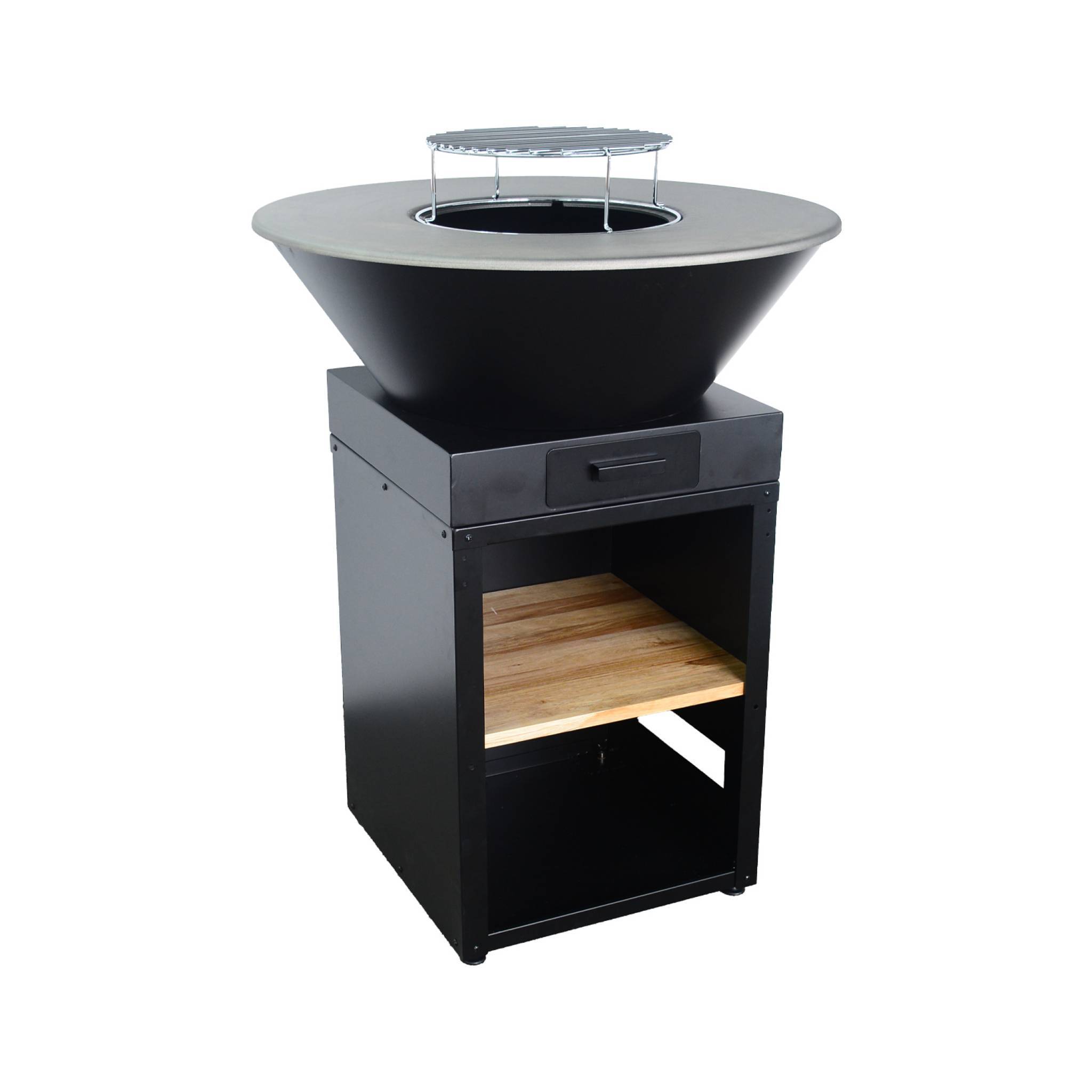 sweeek - Brasero barbecue Ø 81,5 cm avec grille de cuisson acier chromé et rangement bois pour 6 à 8 personnes – Sweek - Image 2