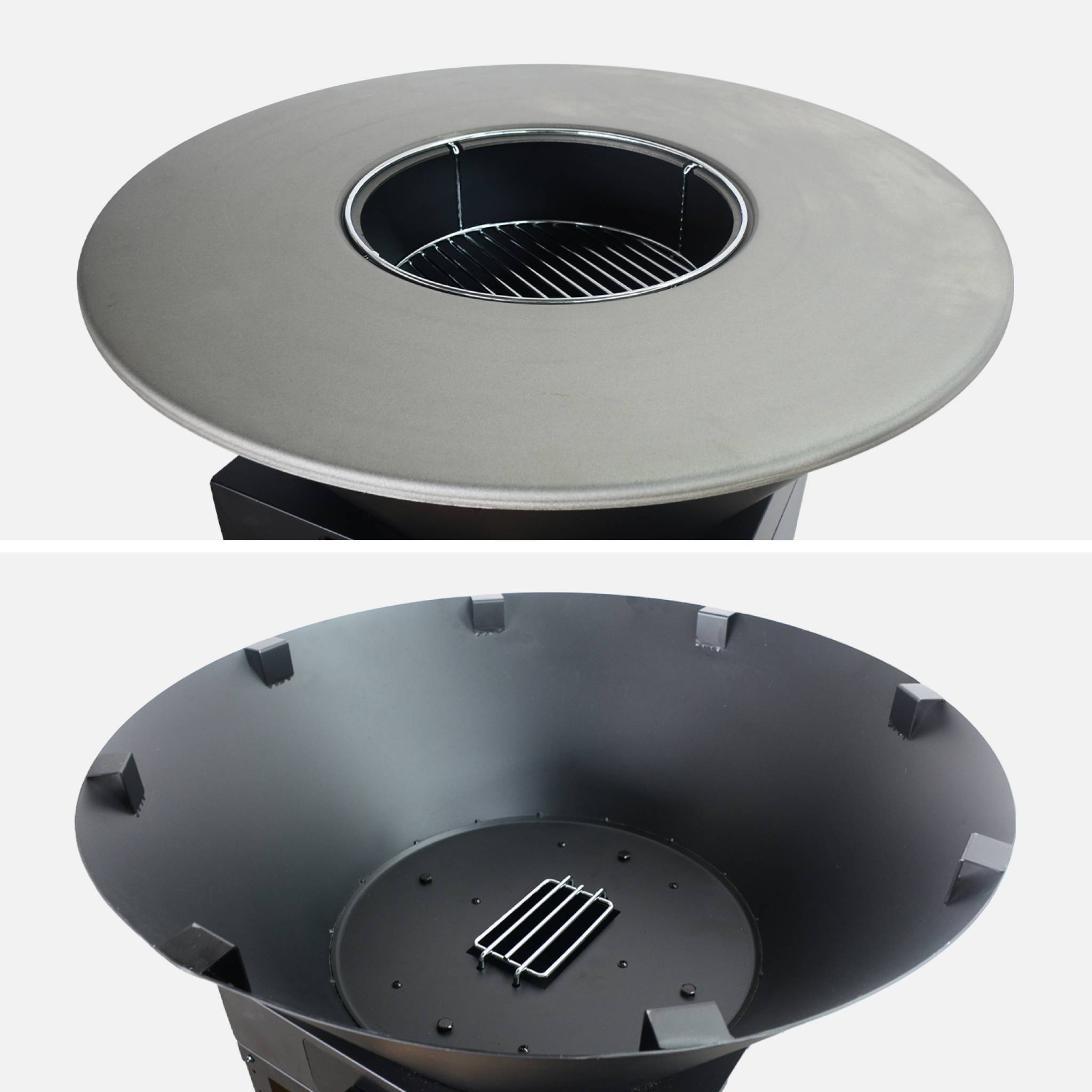 sweeek - Brasero barbecue Ø 81,5 cm avec grille de cuisson acier chromé et rangement bois pour 6 à 8 personnes – Sweek - Image 6
