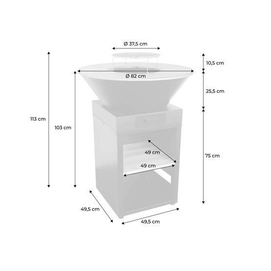 sweeek - Brasero barbecue Ø 81,5 cm avec grille de cuisson acier chromé et rangement bois pour 6 à 8 personnes – Sweek - Image 4