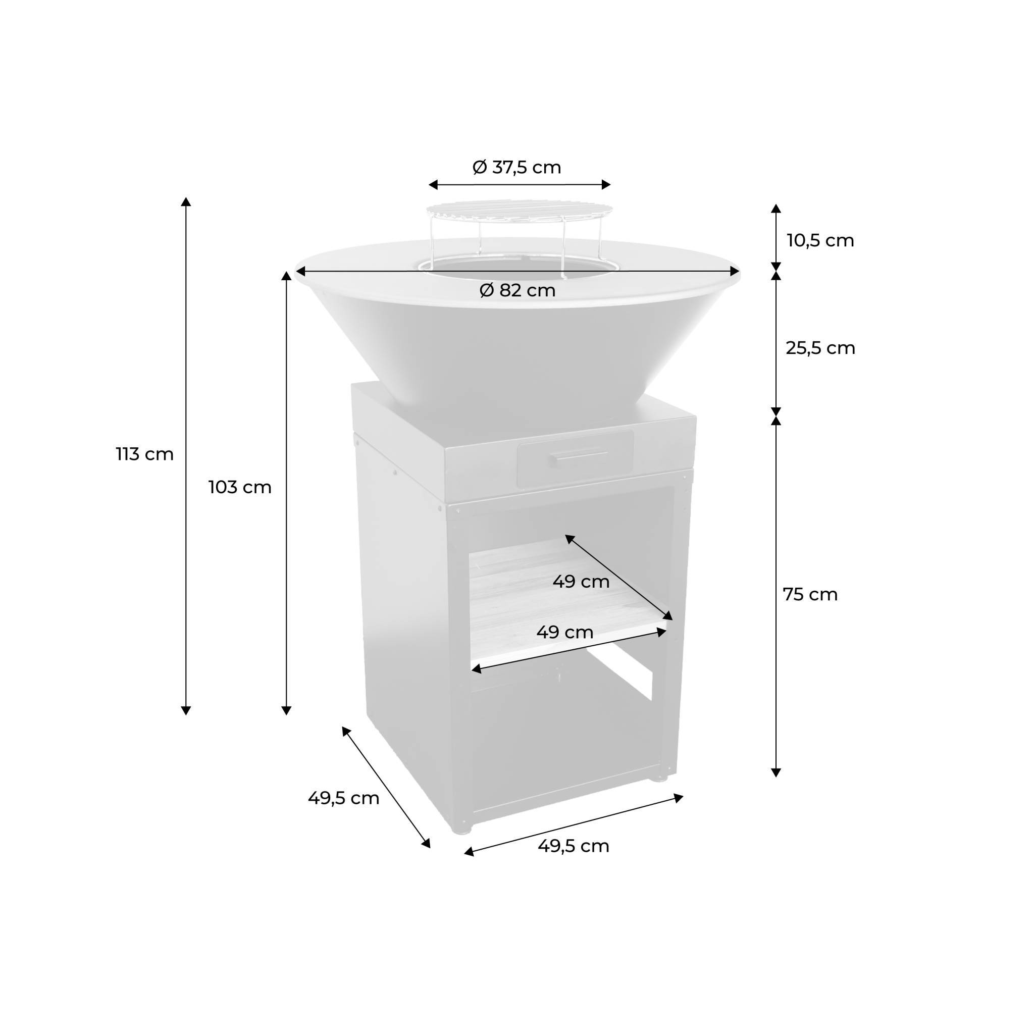 sweeek - Brasero barbecue Ø 81,5 cm avec grille de cuisson acier chromé et rangement bois pour 6 à 8 personnes – Sweek - Image 4
