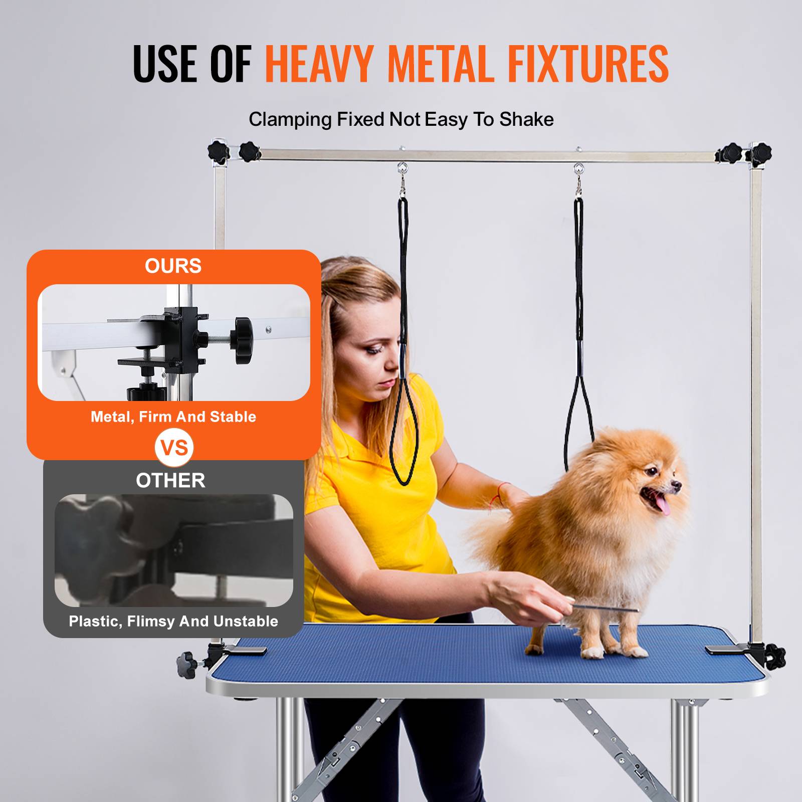 VEVOR Table toilettage chien pliable, charge 149,7 kg. 2 potences, panier. - Image 3