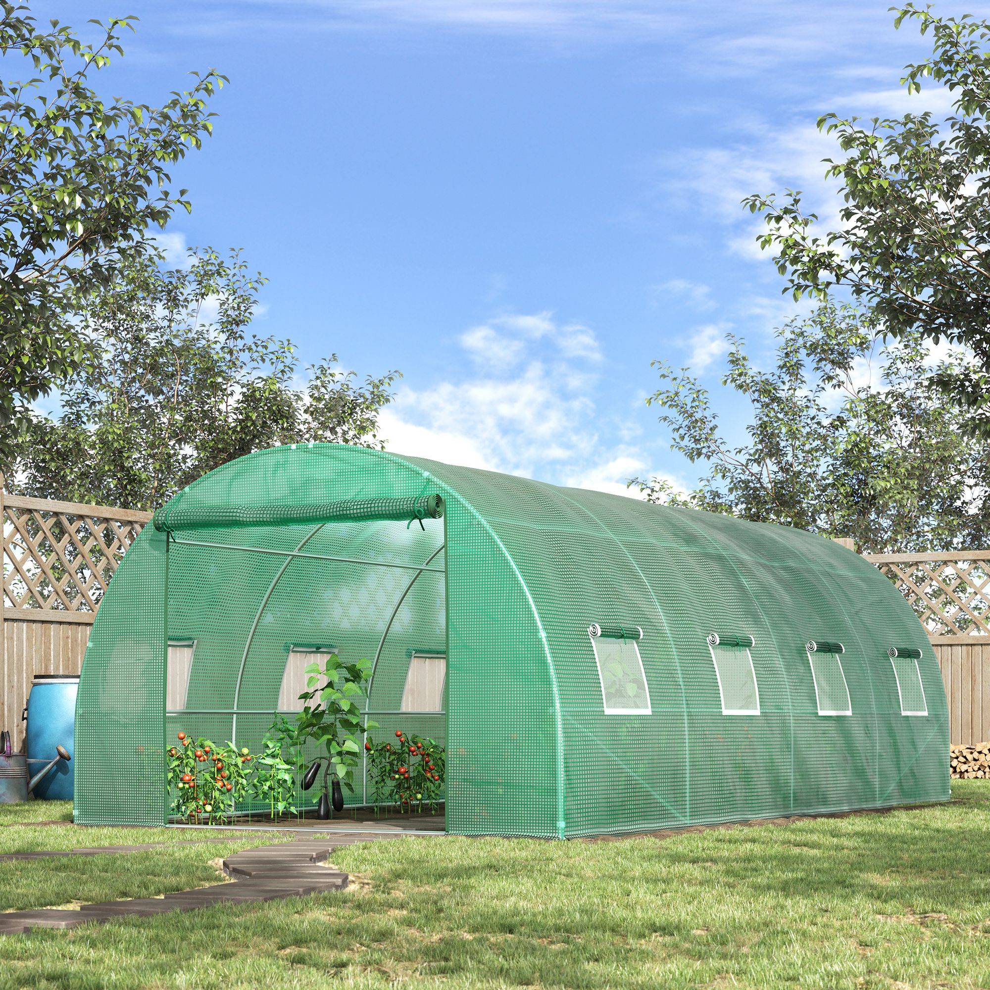 Sans Marque - Serre en aluminium, serre de plain-pied, tunnel de culture, serre chaude, plastique, acier, vert - Image 3