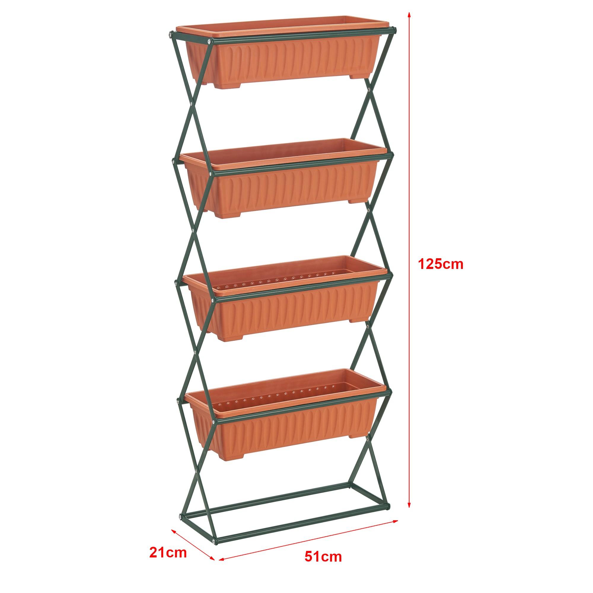 Helloshop26 - Jardinière verticale à 4 niveaux 51 x 21 x 125 cm vert foncé marron - Image 2