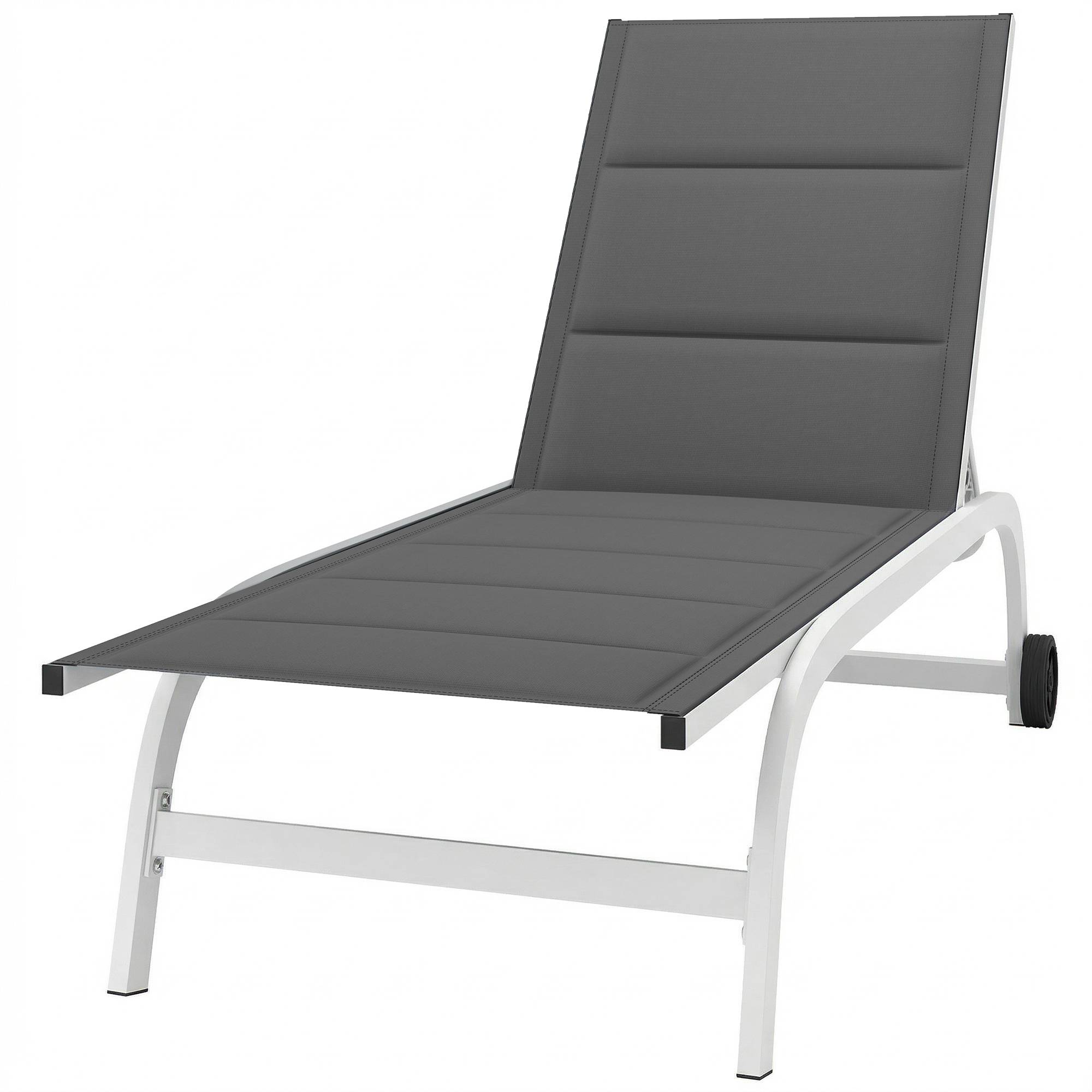 Transat de jardin à roulettes, en Textline avec structure en aluminium, gris foncé et blanc - Image 2