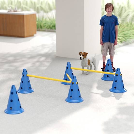 Kit Agility Obstacles Plastique pour Entraînement Chien Hauteur Réglable Bleu - ComfortXL Outdoor Living - Image 8