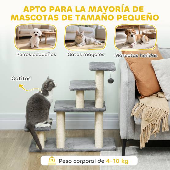 Escalier pour Chat et Chien en Bois avec Griffoirs Modulable 3 ou 4 Marches Gris - ComfortXL Outdoor Living - Image 9
