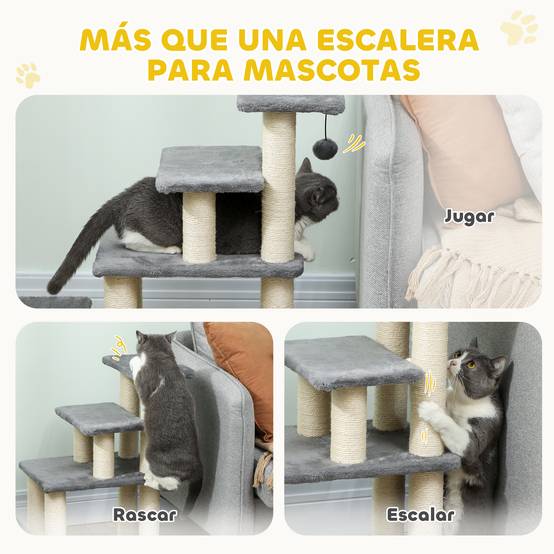 Escalier pour Chat et Chien en Bois avec Griffoirs Modulable 3 ou 4 Marches Gris - ComfortXL Outdoor Living - Image 8