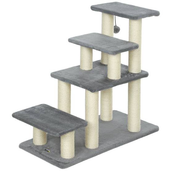 Escalier pour Chat et Chien en Bois avec Griffoirs Modulable 3 ou 4 Marches Gris - ComfortXL Outdoor Living - Image 2