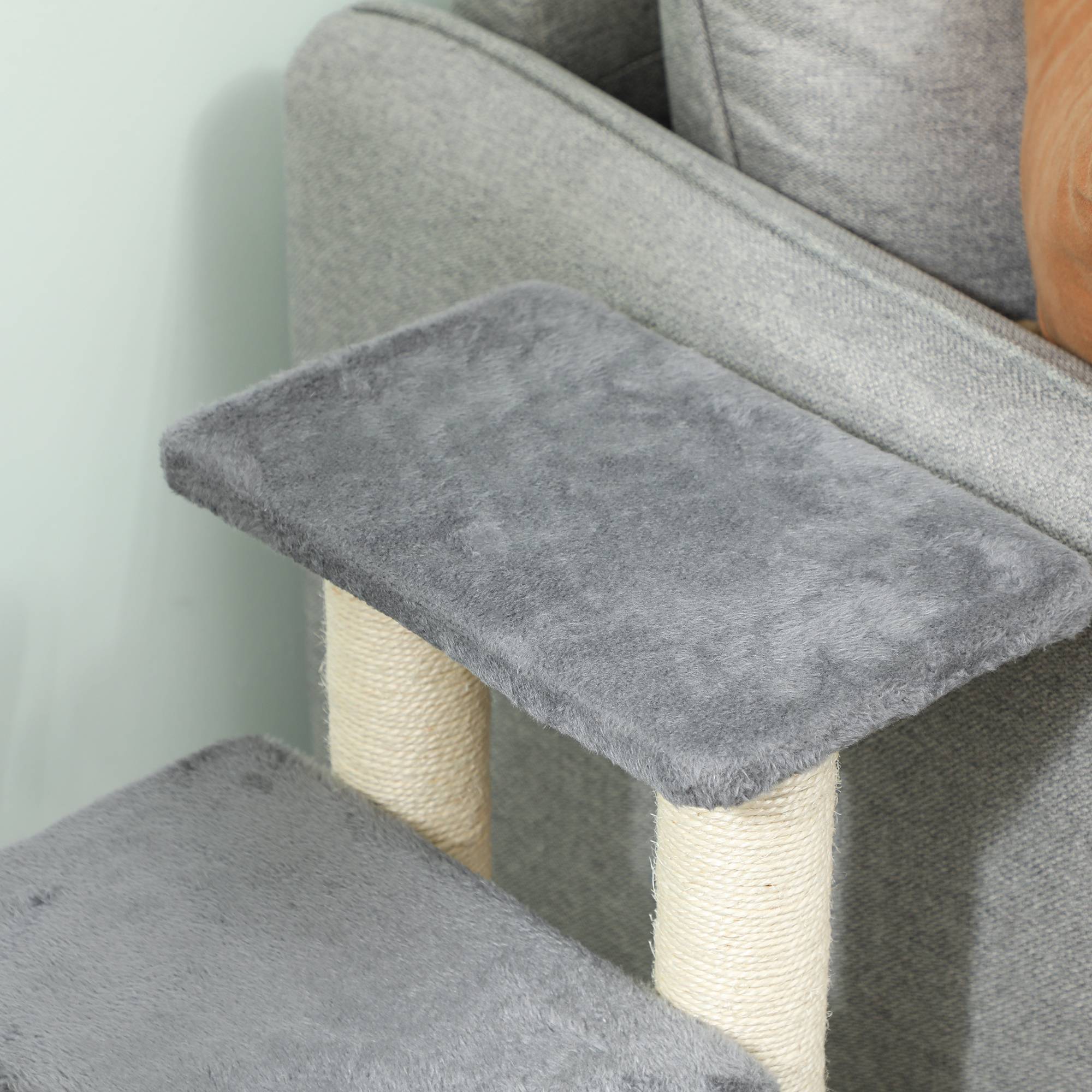 Escalier pour Chat et Chien en Bois avec Griffoirs Modulable 3 ou 4 Marches Gris - ComfortXL Outdoor Living - Image 10