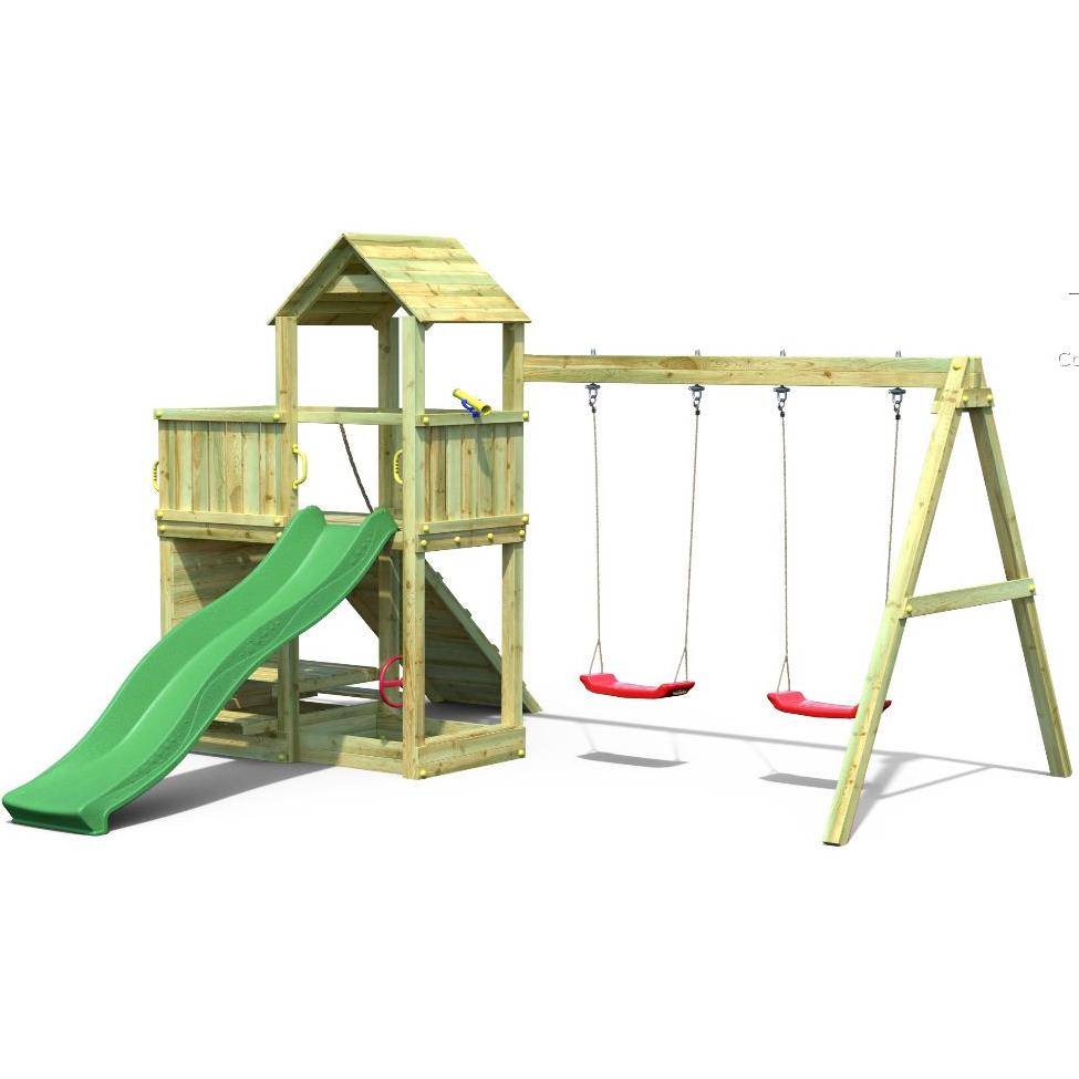 Fungoo - Aire de jeux Bois Floppi av balançoire double Toboggan Plateform - Image 1