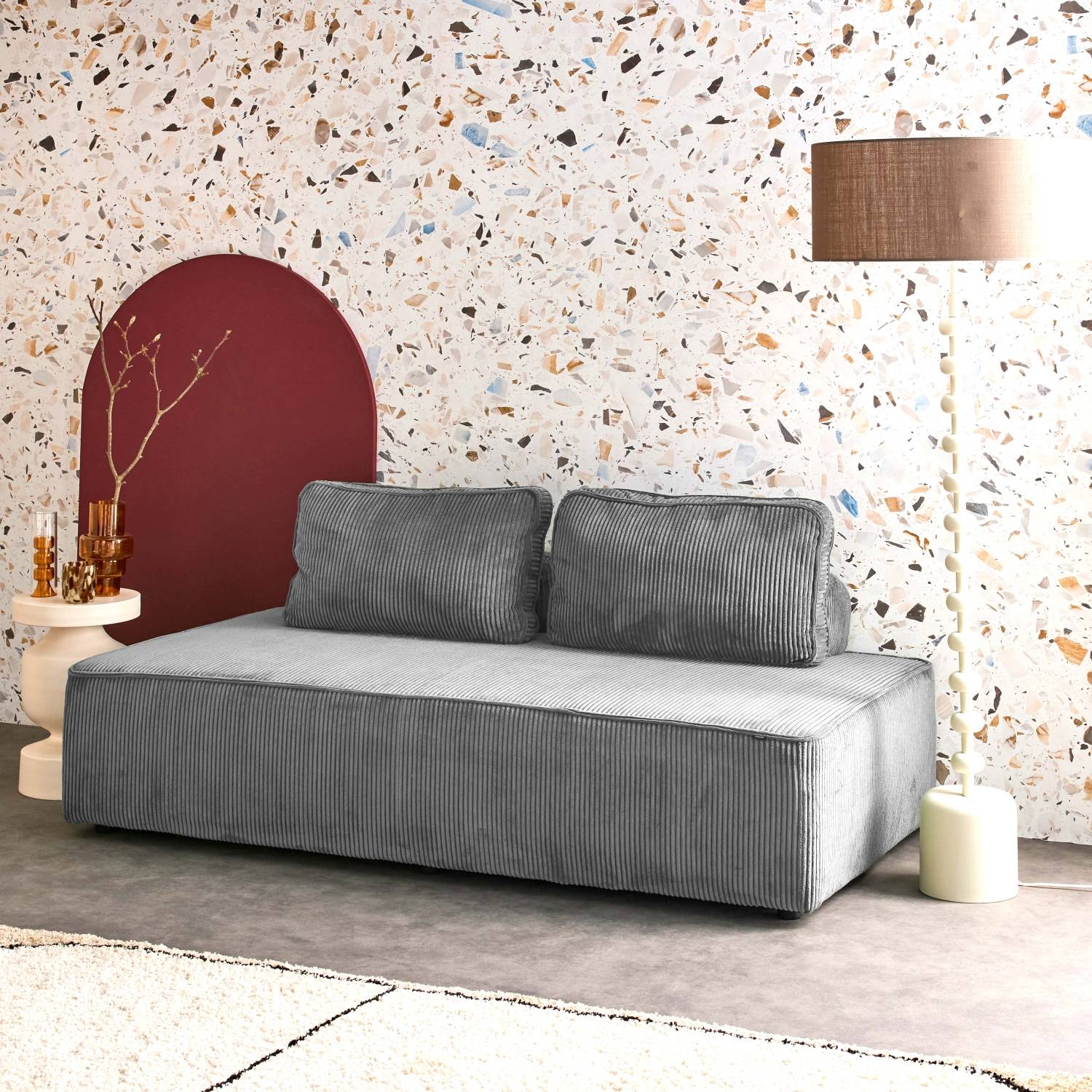 sweeek - Chauffeuse 2 places canapé modulable gris foncé | sweeek - Image 1