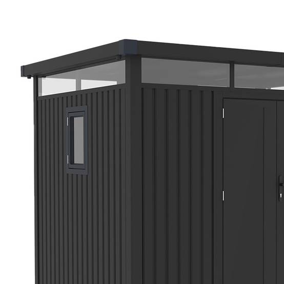 Abri de jardin métal anthracite 7.45m² toit plat + kit d'ancrage - Image 6