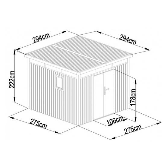 Abri de jardin métal anthracite 7.45m² toit plat + kit d'ancrage - Image 3