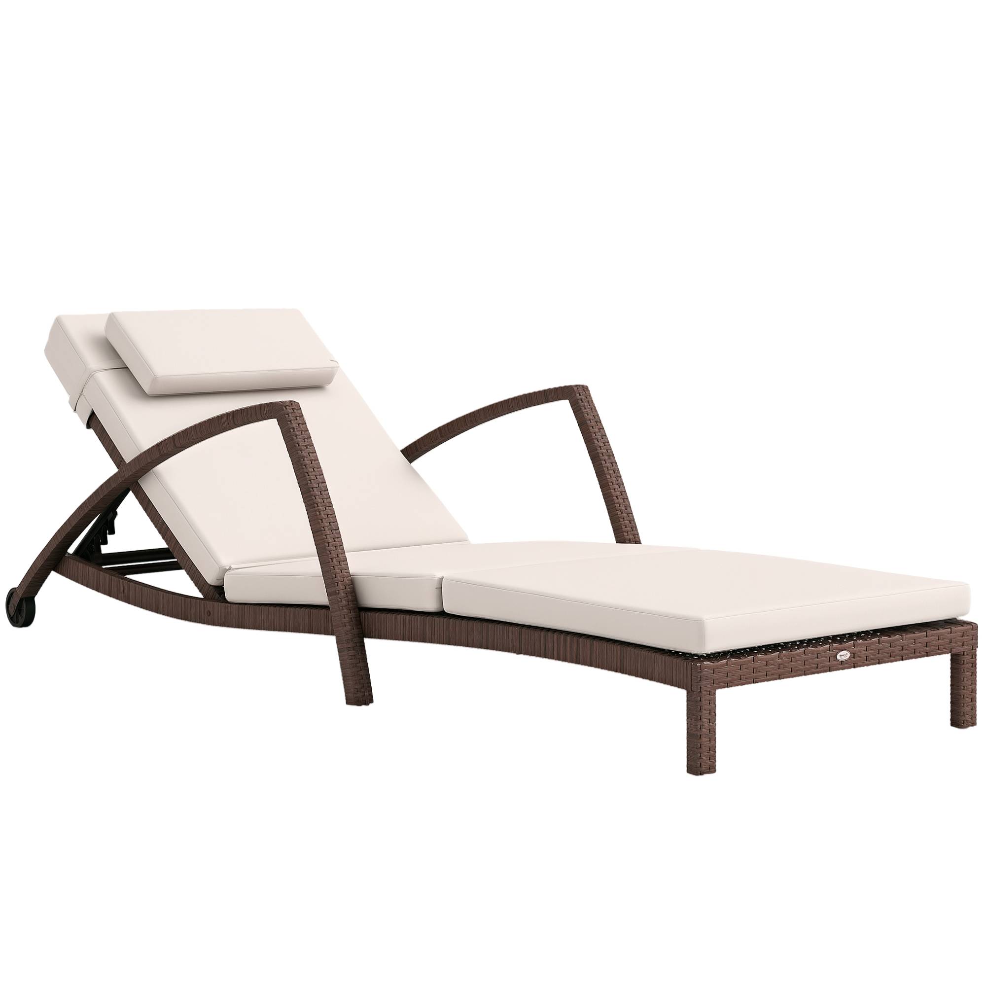 ComfortXL - Bain de soleil à roulettes résine tressée piscine dossier réglable beige - ComfortXL Outdoor Living - Image 1