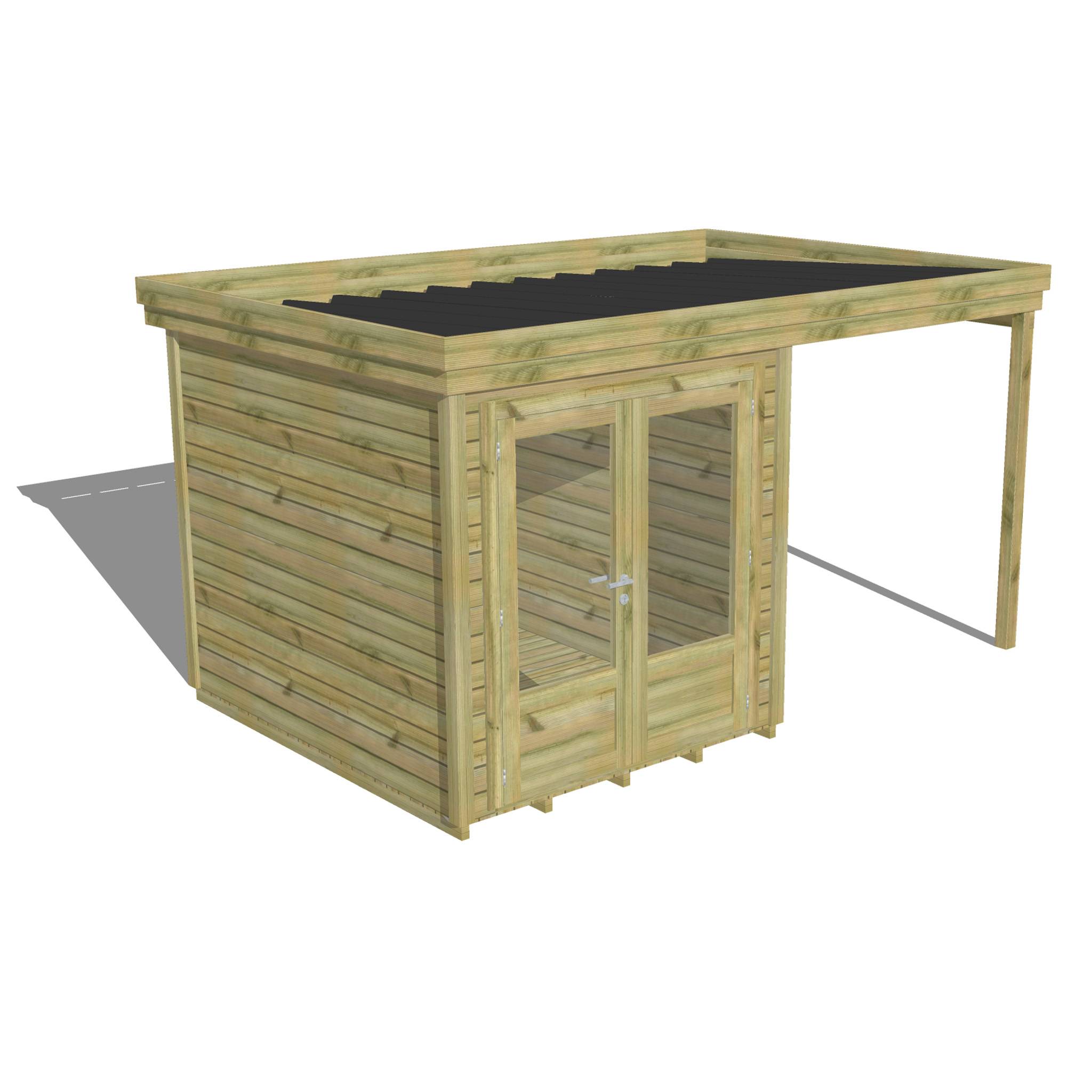 ABRI DE JARDIN bois  autoclave 27mm - 4,14x2,64m / 11m2 - Bac acier - Plancher bois - Image 1
