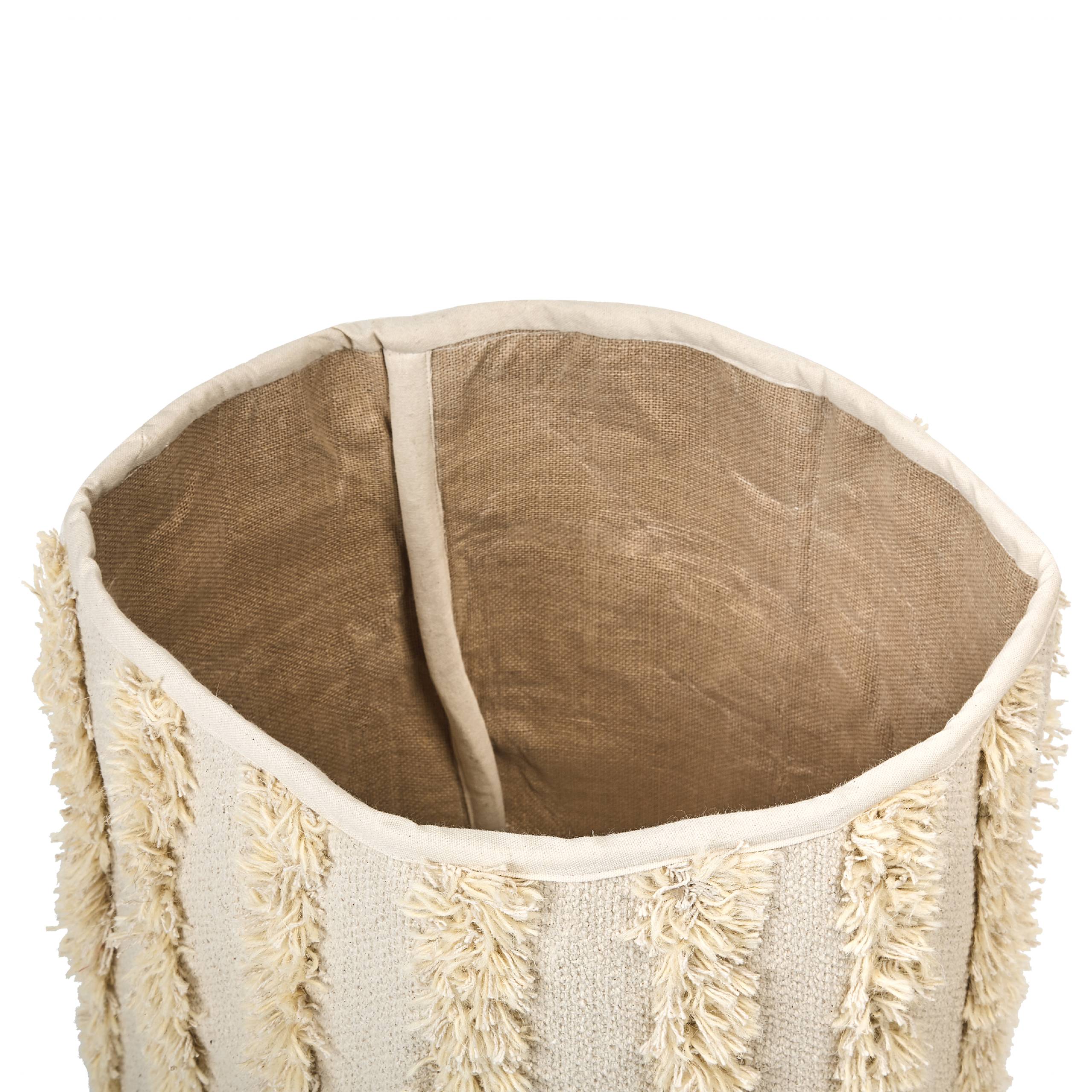 Paniers Beige en Coton 40/45 cm Ronds Faits Main Rangement Intérieur pour Linge Facile à Entretenir Lot de 2 - Image 5