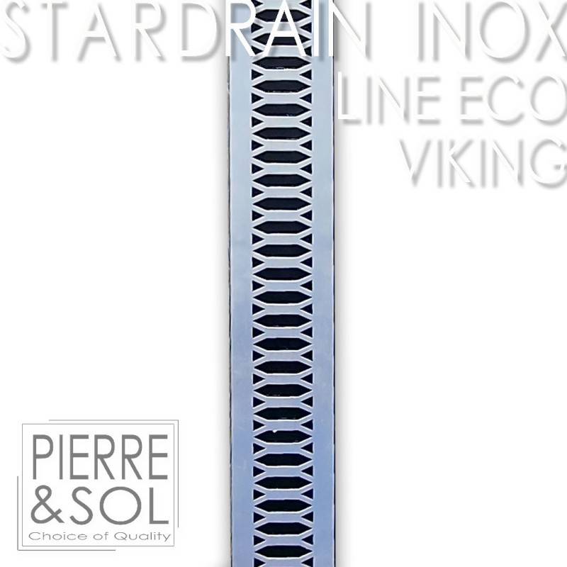 Caniveau étroit 6,5 cm Grille INOX Style - StarDrain - LINE ECO -       Inox Viking 100 cm - Image 3