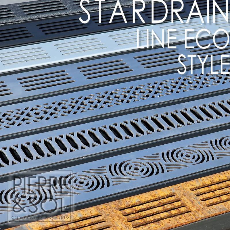 Caniveau étroit 6,5 cm Grille INOX Style - StarDrain - LINE ECO -       Inox Viking 100 cm - Image 8