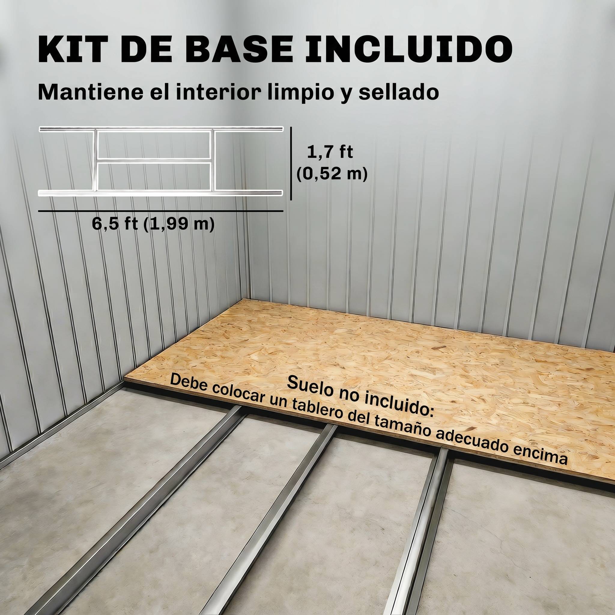 Abri de jardin de 2,42 m² (213 x 130 x 185 cm) avec 2 portes coulissantes, toit en pente et 4 fenêtres imitation bois - Image 8