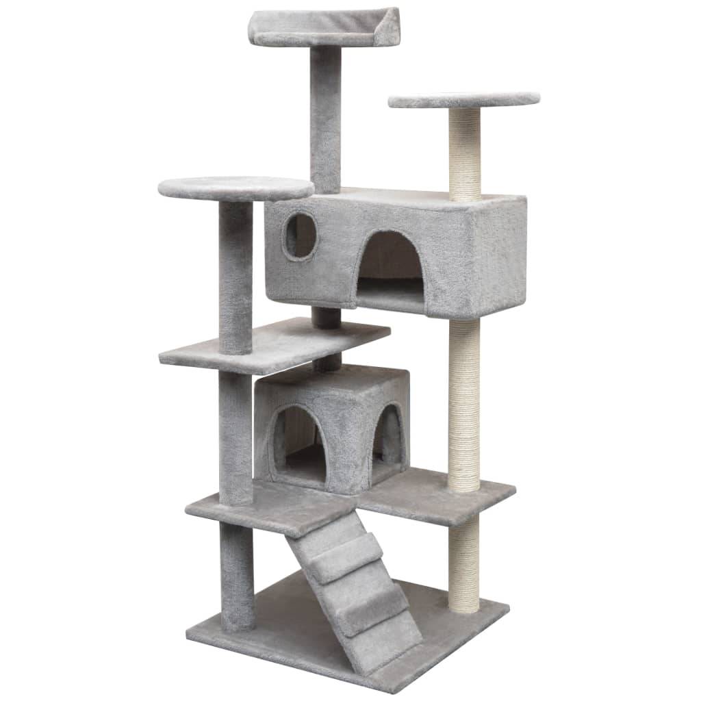 Arbre à chat bois et sisals gris 67 x 67 x 125 cm, Poids:12.9kg - PANGIVO - Image 1