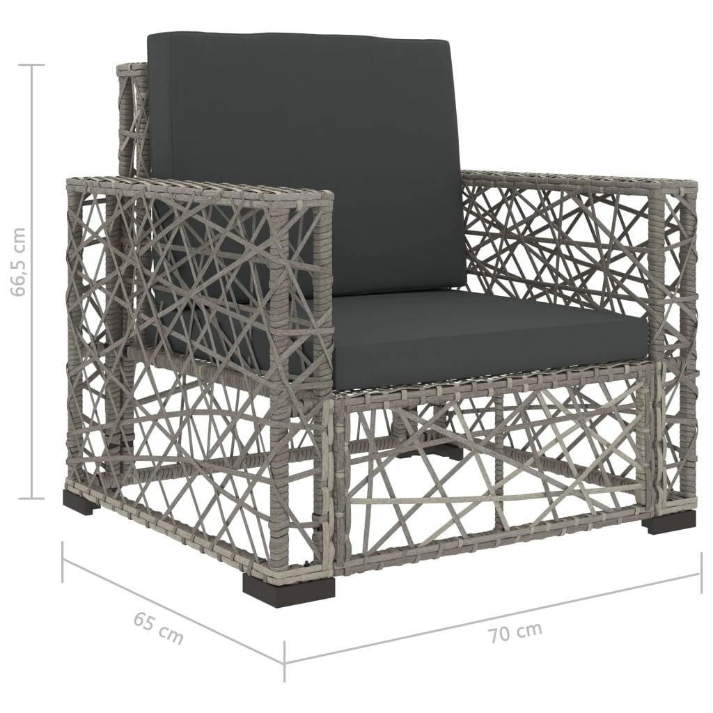 Helloshop26 - Salon de jardin meuble d'extérieur ensemble de mobilier 6 pièces avec coussins résine tressée gris - Image 7