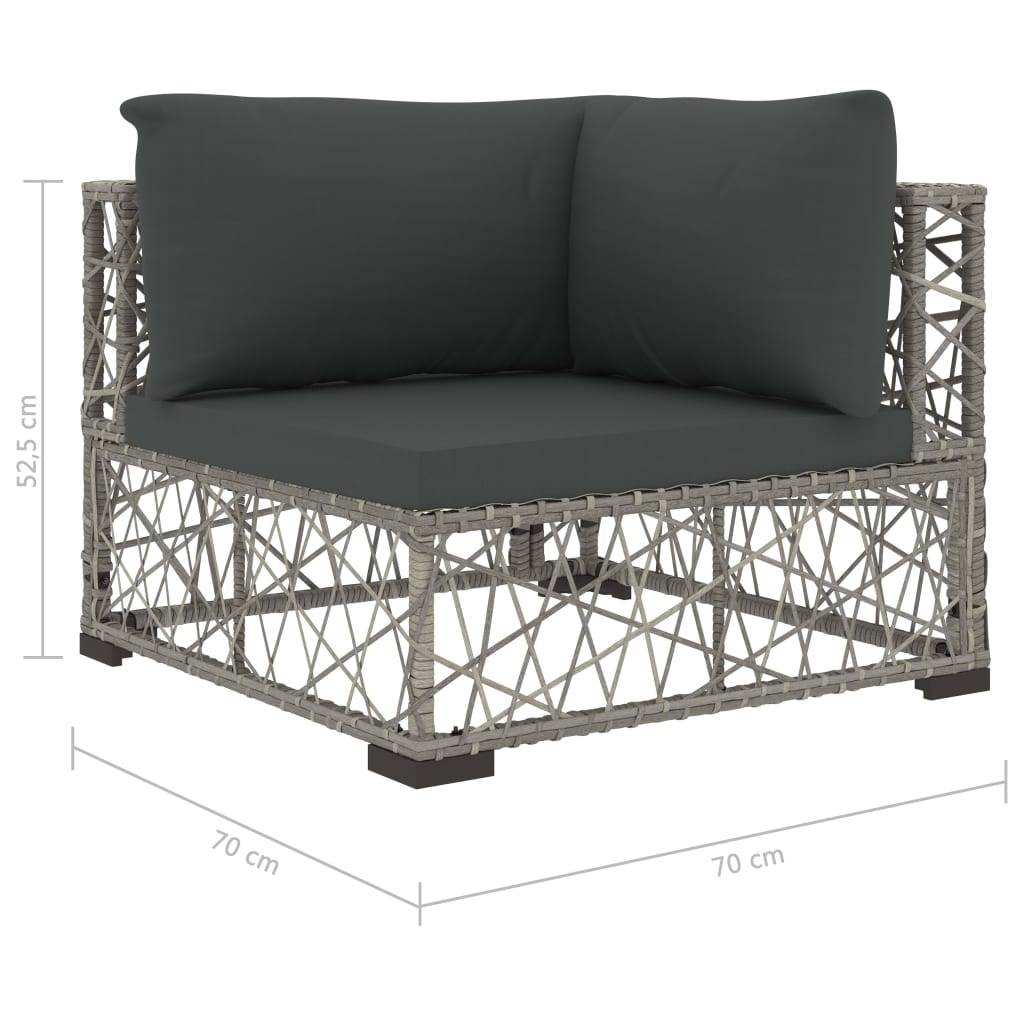 Helloshop26 - Salon de jardin meuble d'extérieur ensemble de mobilier 6 pièces avec coussins résine tressée gris - Image 8