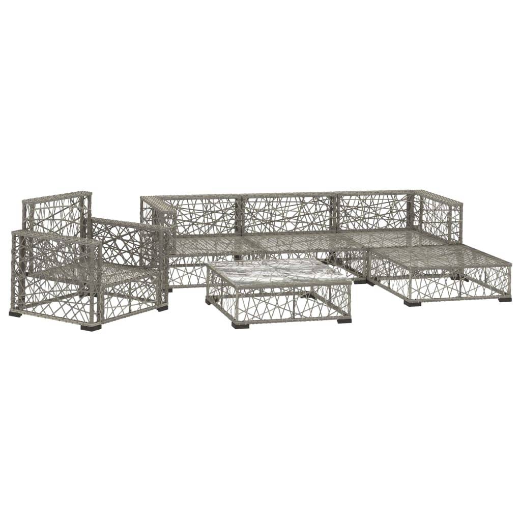 Helloshop26 - Salon de jardin meuble d'extérieur ensemble de mobilier 6 pièces avec coussins résine tressée gris - Image 2