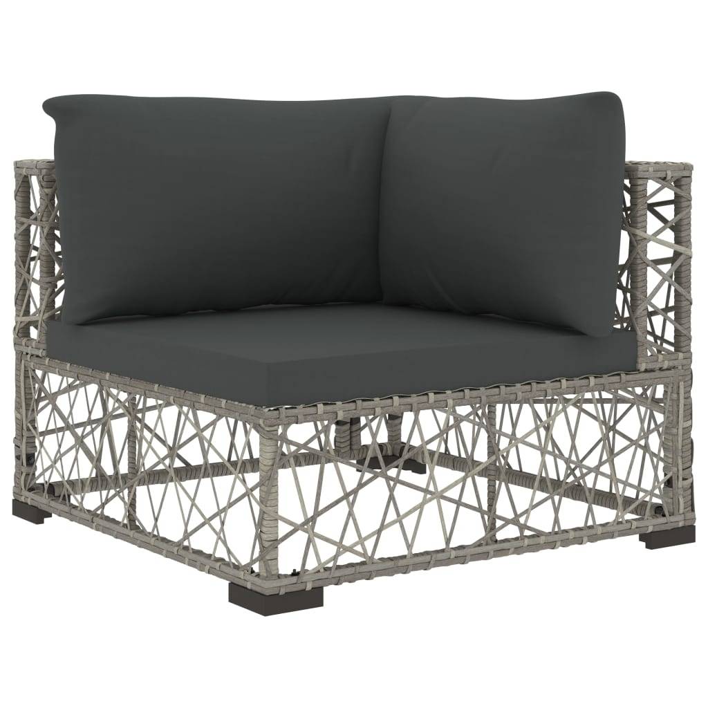 Helloshop26 - Salon de jardin meuble d'extérieur ensemble de mobilier 6 pièces avec coussins résine tressée gris - Image 4