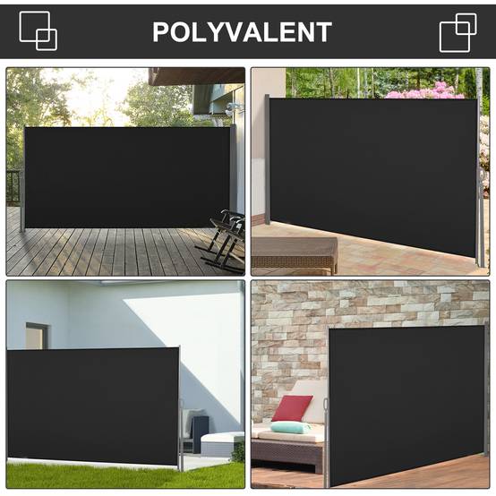 Store latéral rétractable métal polyester noir 300 x 0.01 x 160 cm - PANGIVO - Image 8