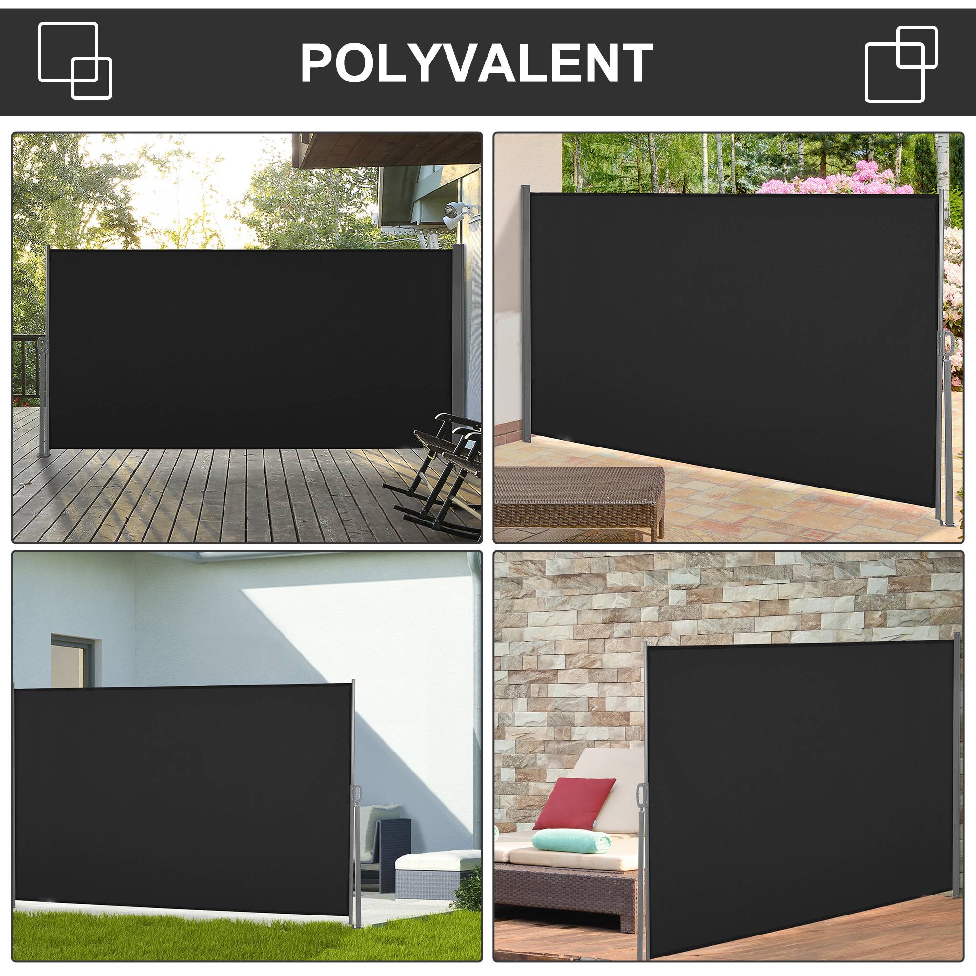 Store latéral rétractable métal polyester noir 300 x 0.01 x 160 cm - PANGIVO - Image 8