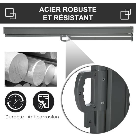 Store latéral rétractable métal polyester noir 300 x 0.01 x 160 cm - PANGIVO - Image 7