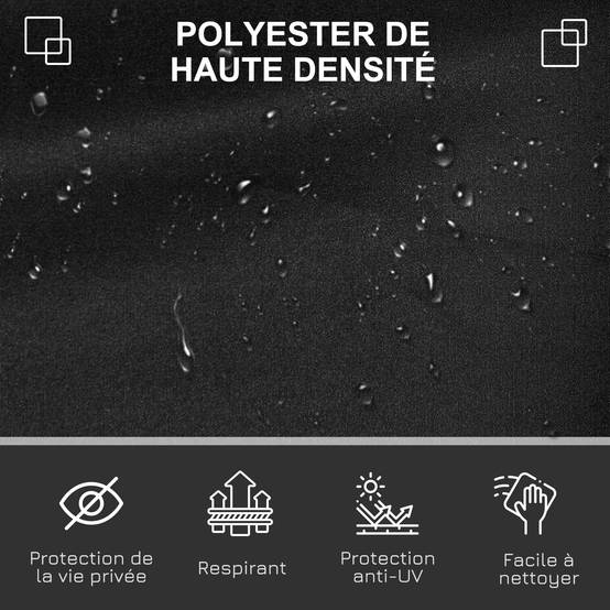 Store latéral rétractable métal polyester noir 300 x 0.01 x 160 cm - PANGIVO - Image 9