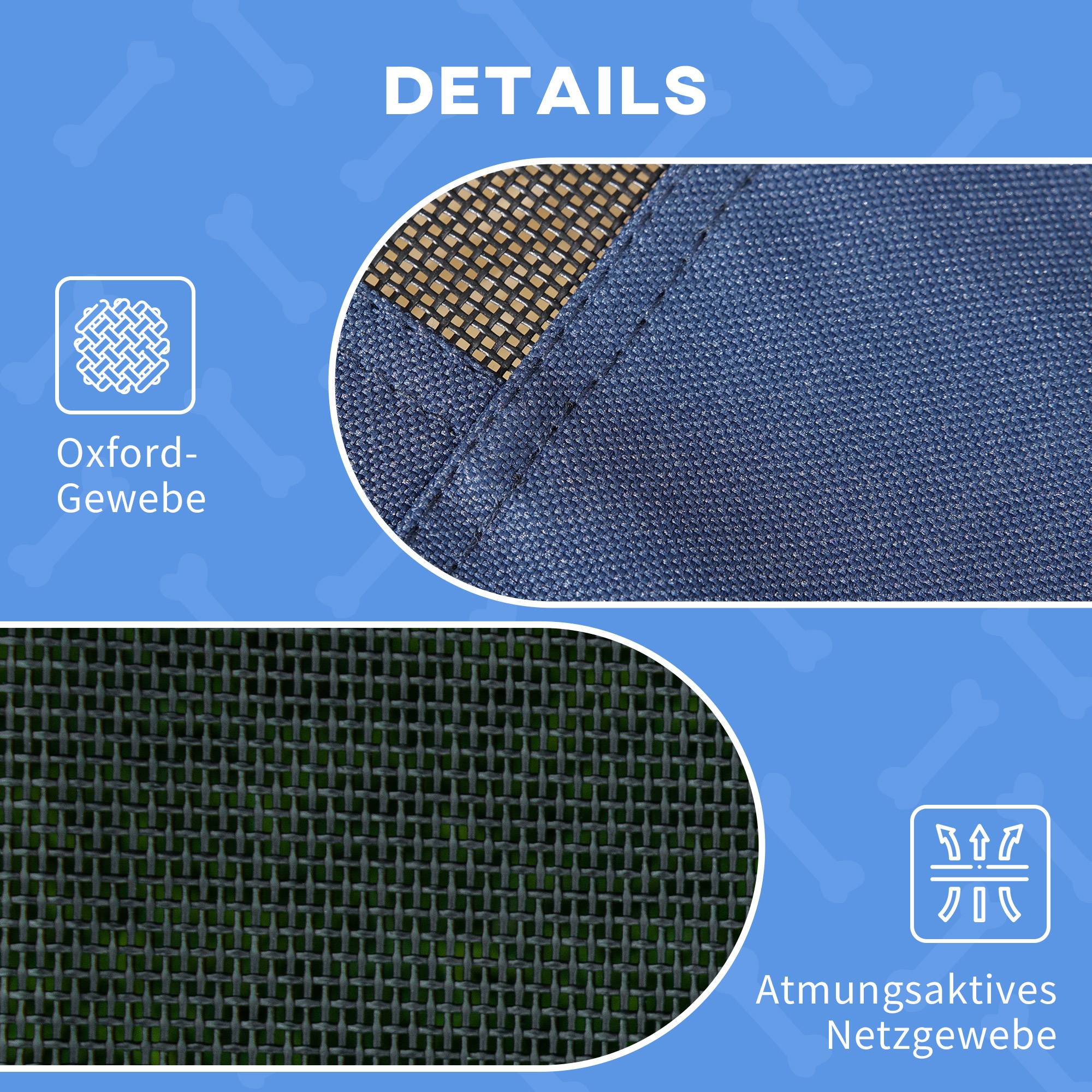 Lit pour chien acier et tissu bleu et noir 122 x 92 x 108 cm - PANGIVO - Image 7